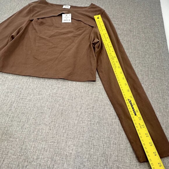 NEW! Cotton: On Crop Top Lara‎ Keyhole Long sleeve Brown XL Stretch - Picture 8 of 13